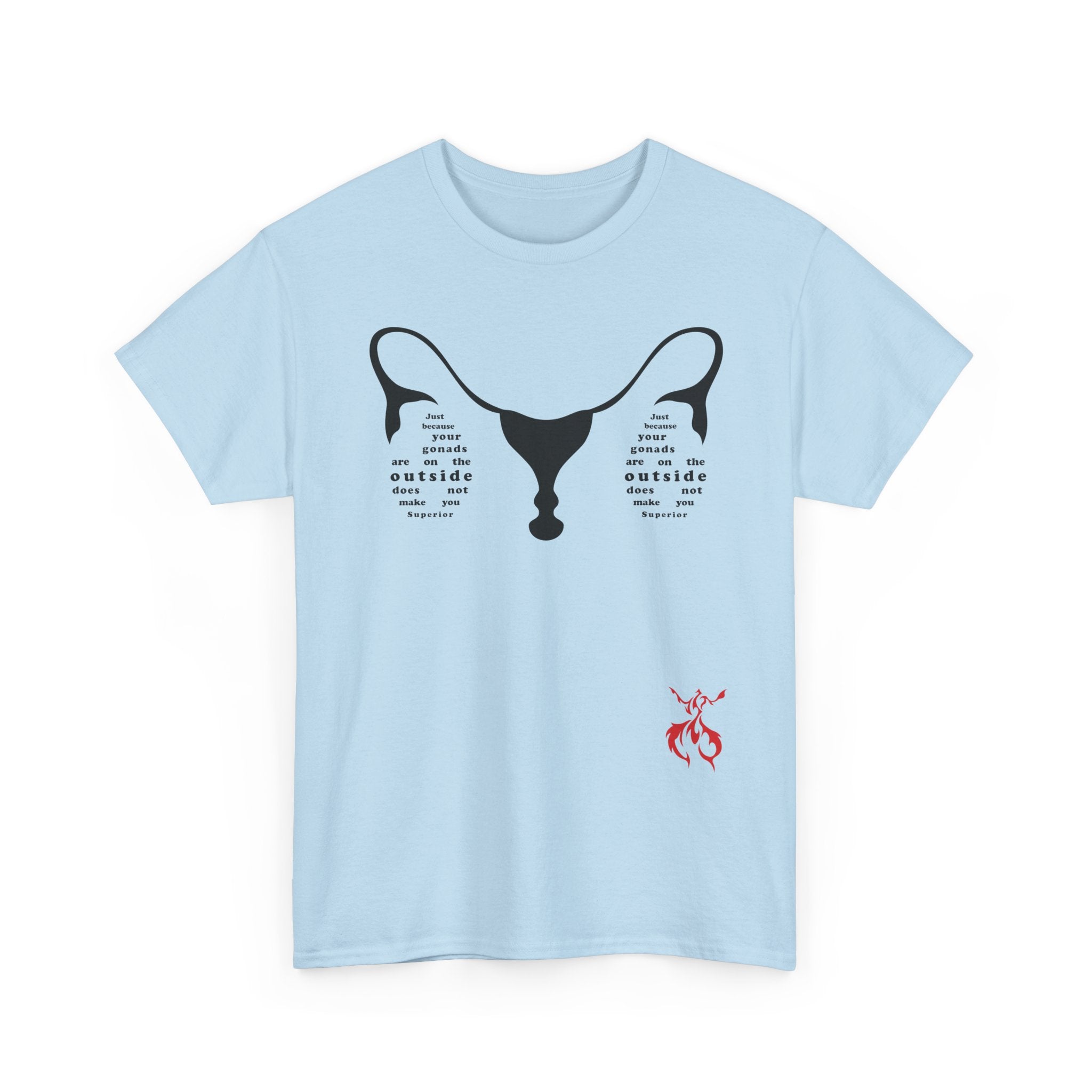 Provocative Statement Tee — "Just Because Your Gonads Are On The Outside..." Ovaries Design on the Front