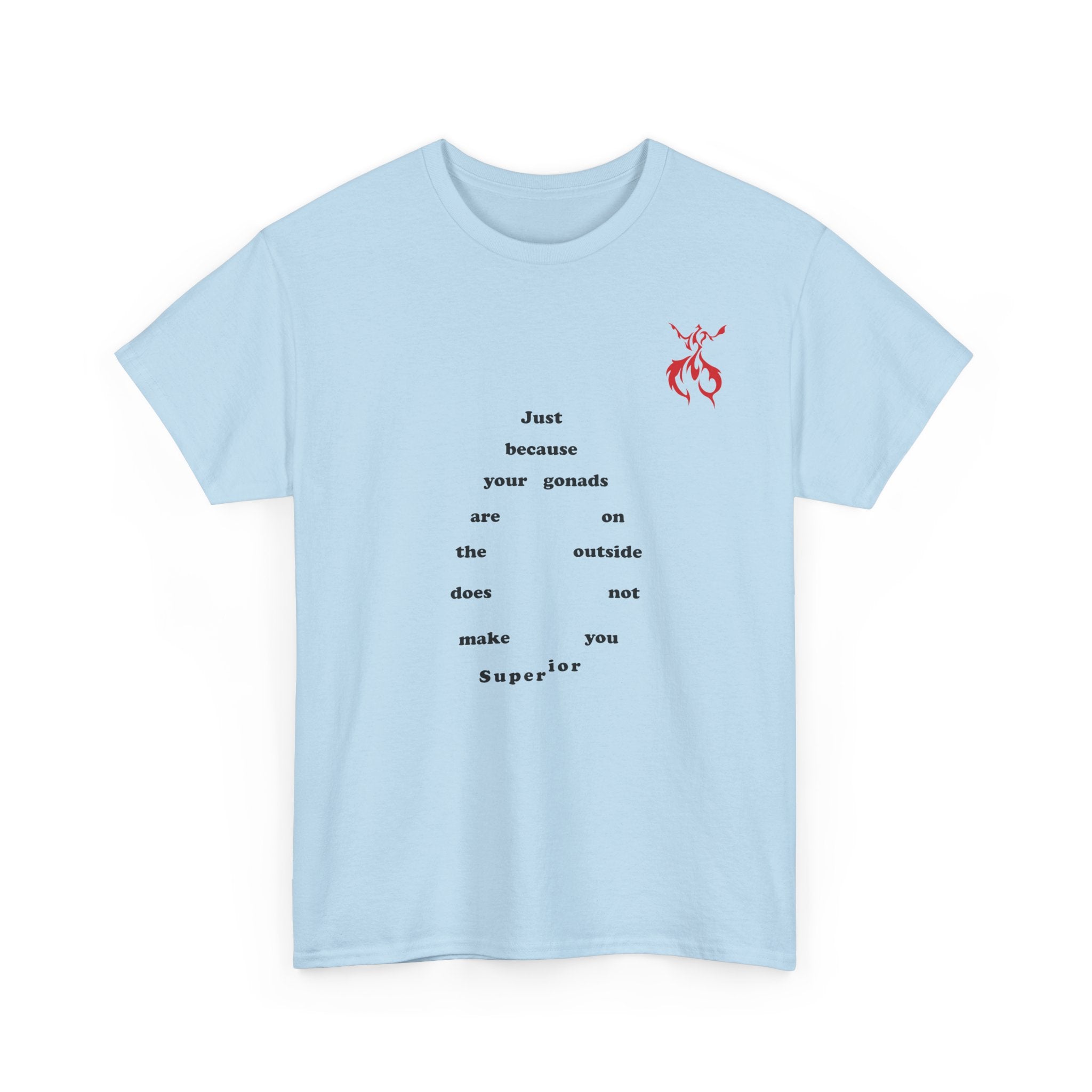 Provocative Statement Tee — "Just Because Your Gonads Are On The Outside..." Design on the Front