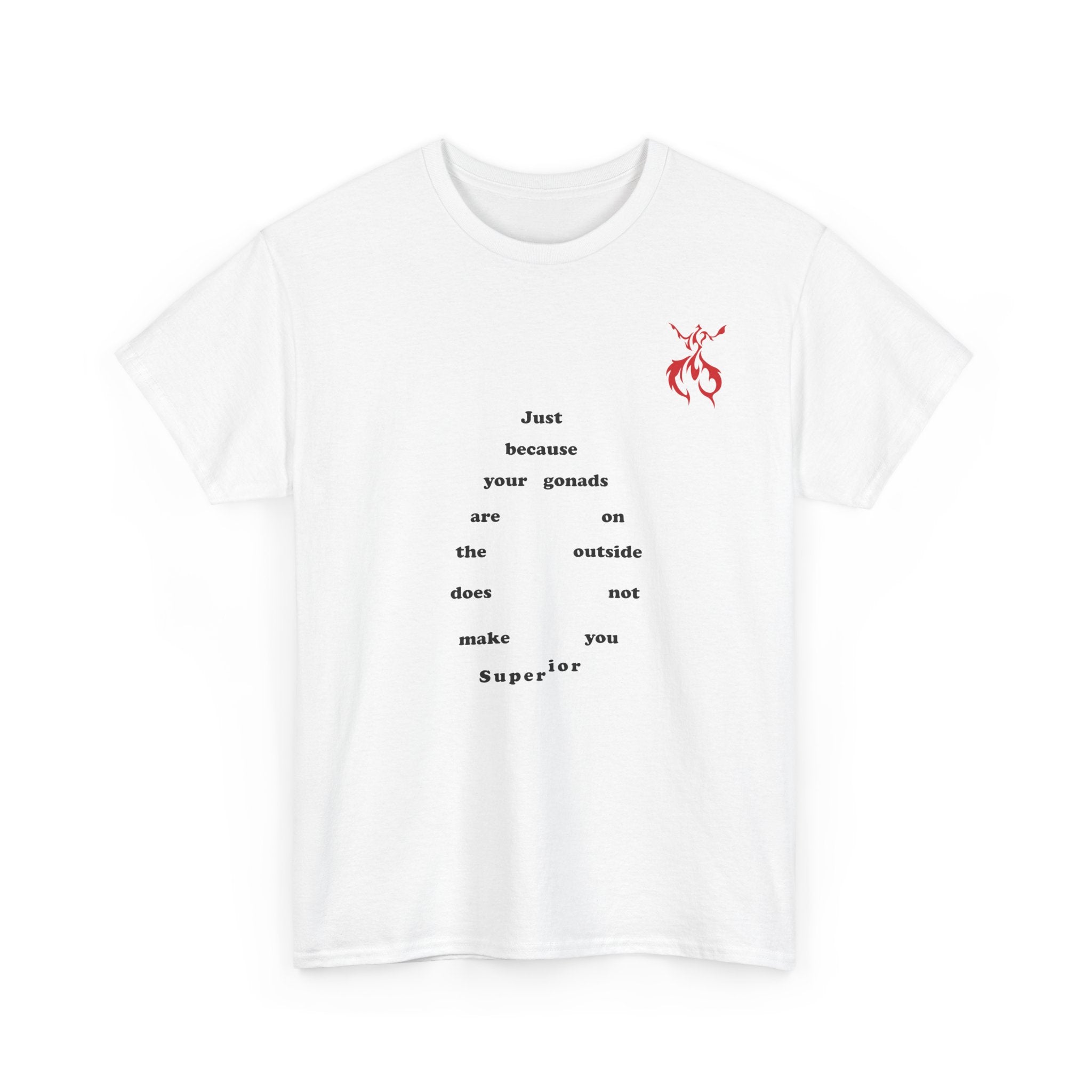 Provocative Statement Tee — "Just Because Your Gonads Are On The Outside..." Design on the Front