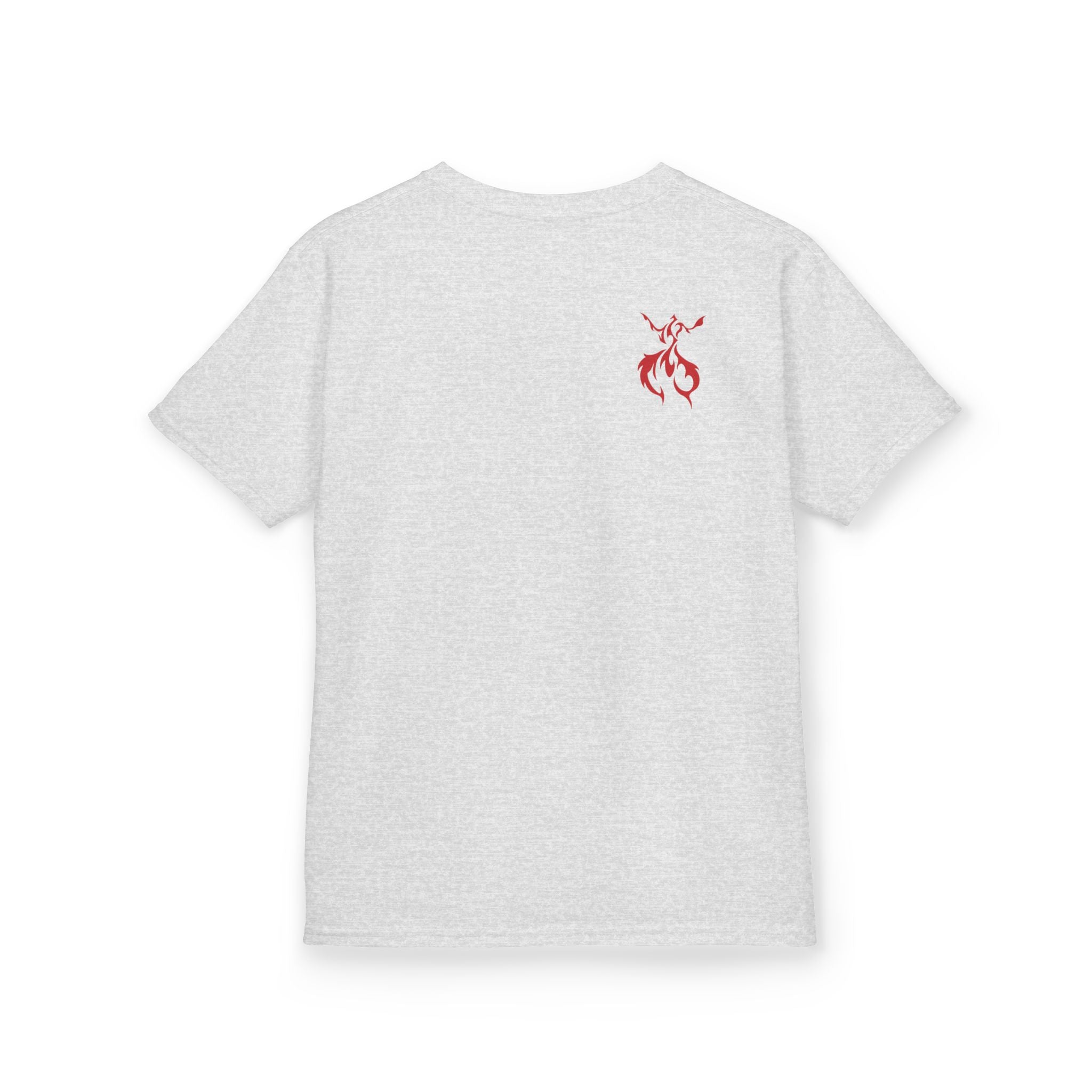 Kids Axolotl Love Tee — Cute Pink Axolotl Embracing Heart w/ Blue Mist Background Graphic T-Shirt - Design On Front