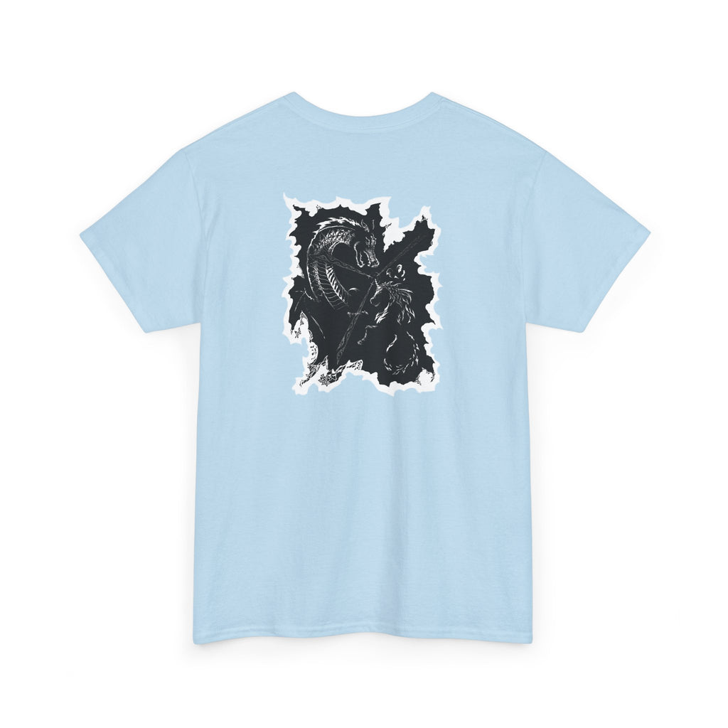 Dragon & Unicorn Graphic Tee — Unicorn's Light Upon A Dragon Graphic Print on Back
