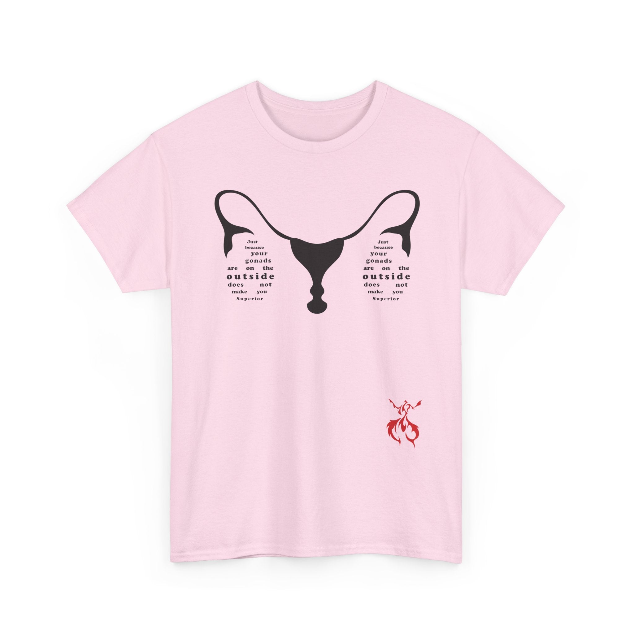 Provocative Statement Tee — "Just Because Your Gonads Are On The Outside..." Ovaries Design on the Front
