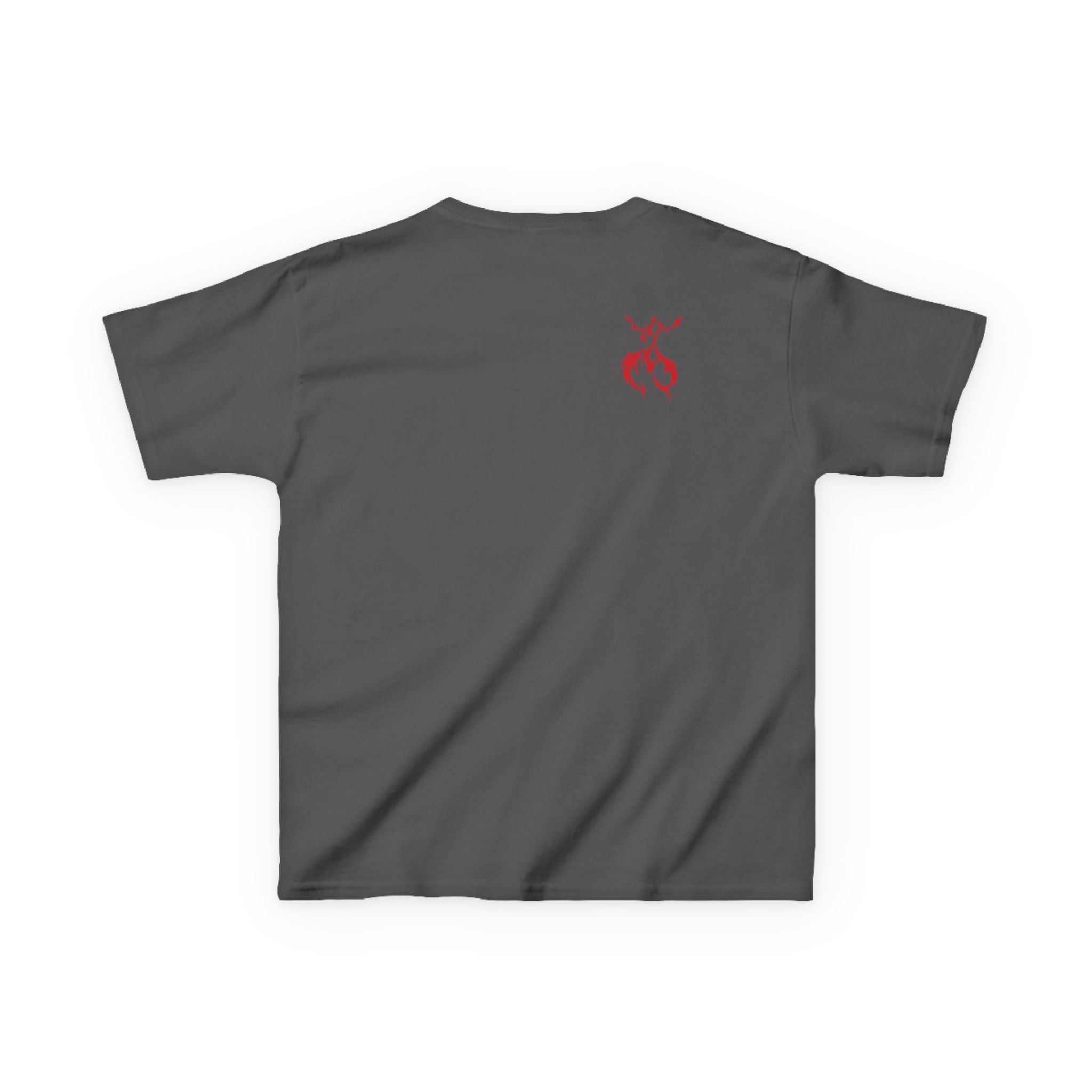 Kids Axolotl Love Tee — Cute Pink Axolotl Embracing Heart w/ Blue Mist Background Graphic T-Shirt - Design On Front