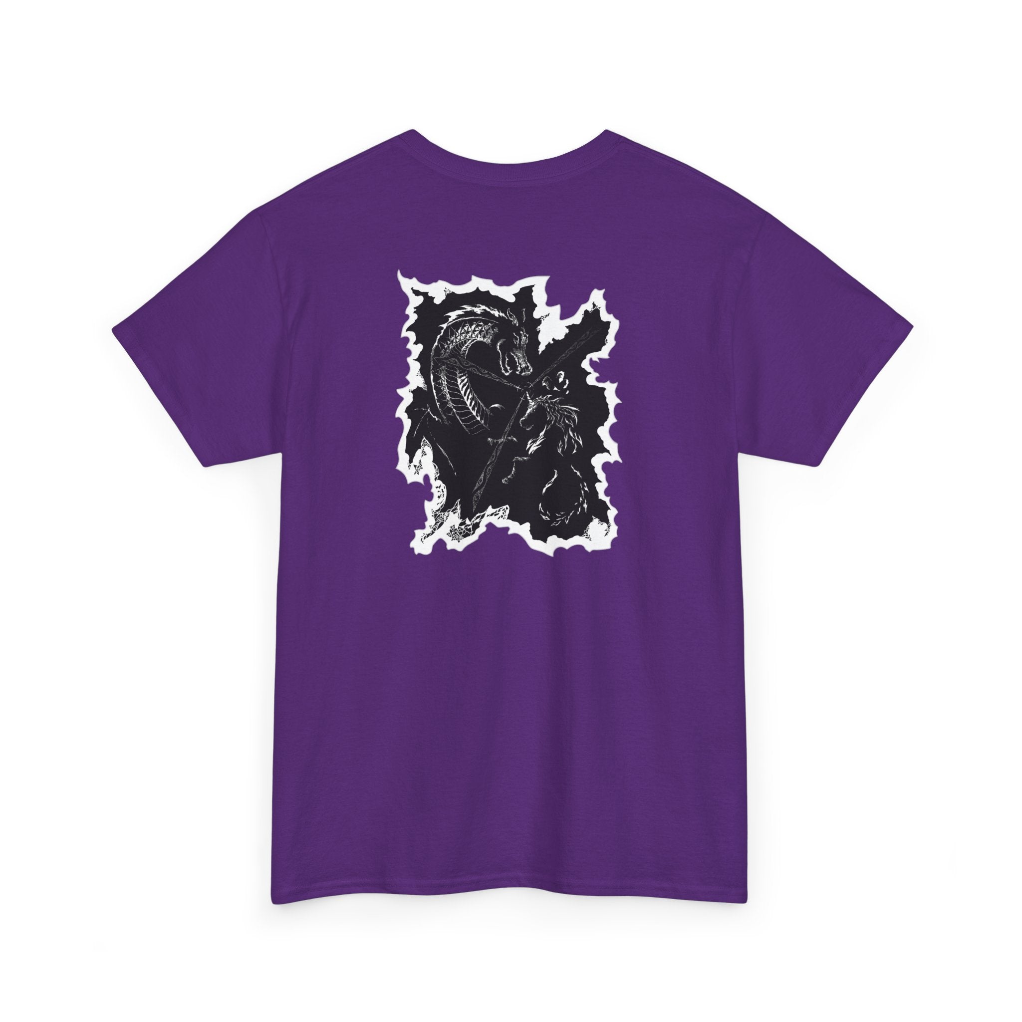 Dragon & Unicorn Graphic Tee — Unicorn's Light Upon A Dragon Graphic Print on Back