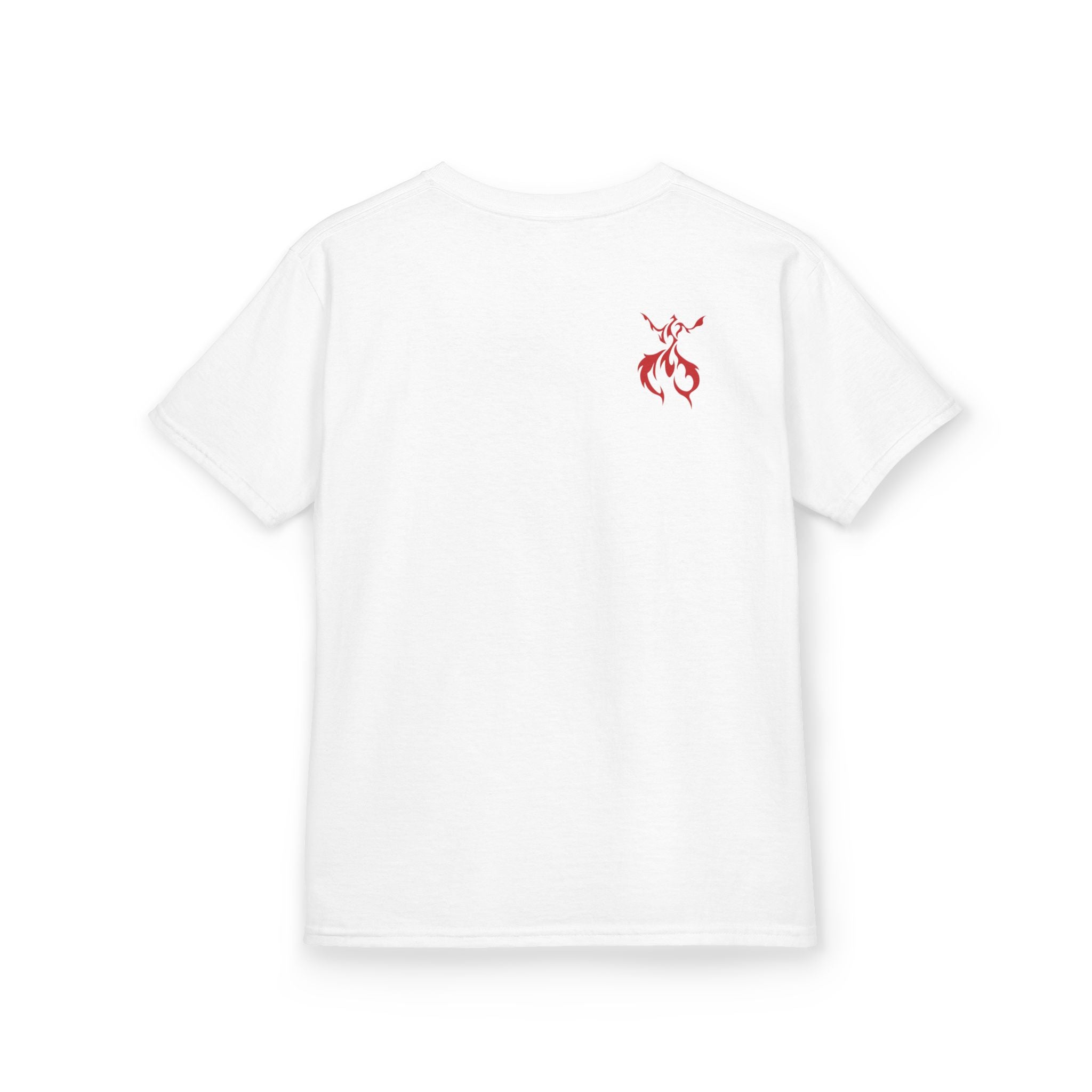 Kids Axolotl Love Tee — Cute Pink Axolotl Embracing Heart w/ Purple Mist Background Graphic T-Shirt - Design On Front