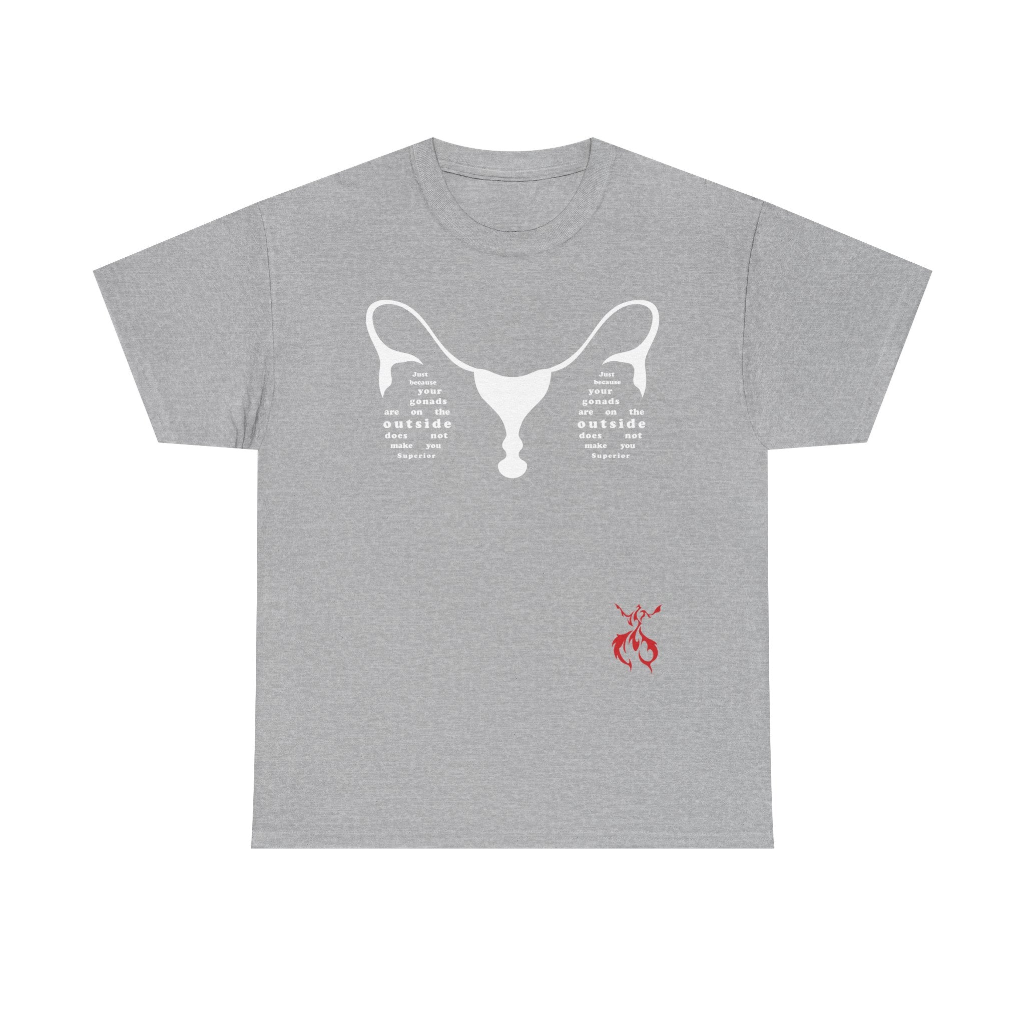 Provocative Statement Tee — "Just Because Your Gonads Are On The Outside..." Ovaries Design on the Front
