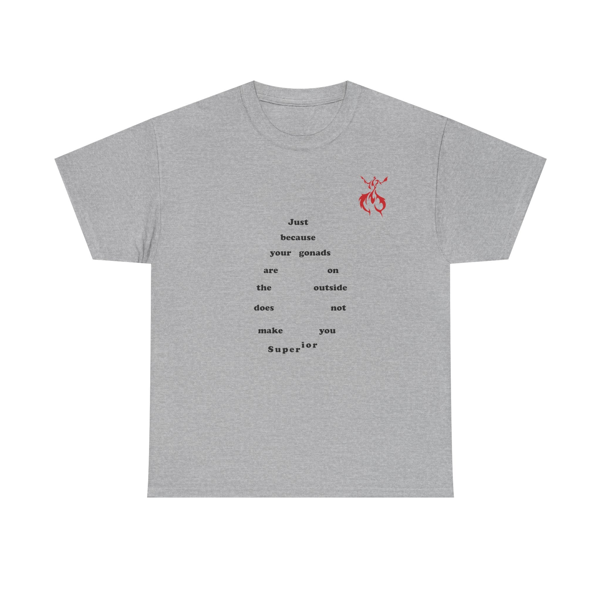 Provocative Statement Tee — "Just Because Your Gonads Are On The Outside..." Design on the Front
