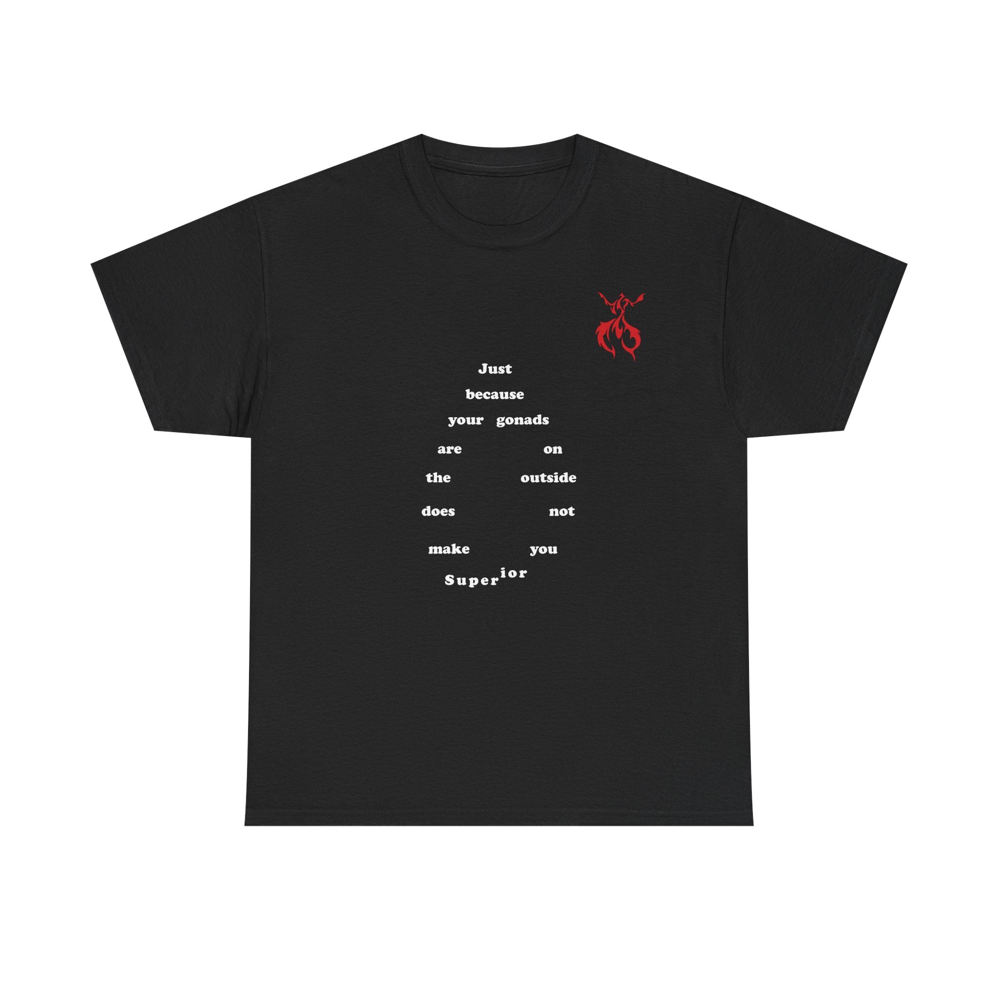 Provocative Statement Tee — "Just Because Your Gonads Are On The Outside..." Design on the Front