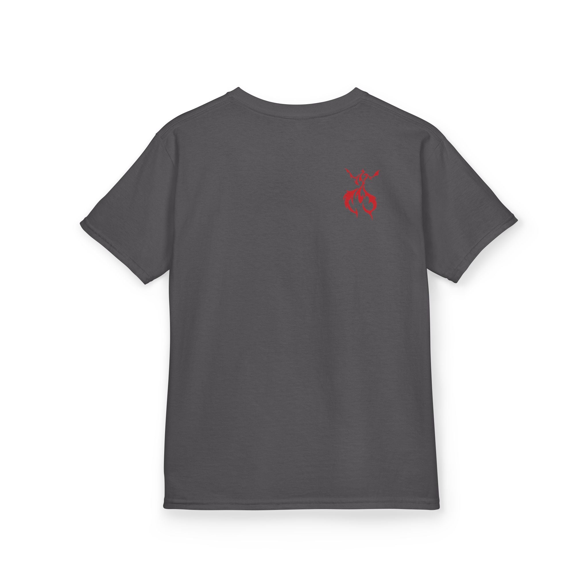 Kids Axolotl Love Tee — Cute Pink Axolotl Embracing Heart w/ Purple Mist Background Graphic T-Shirt - Design On Front