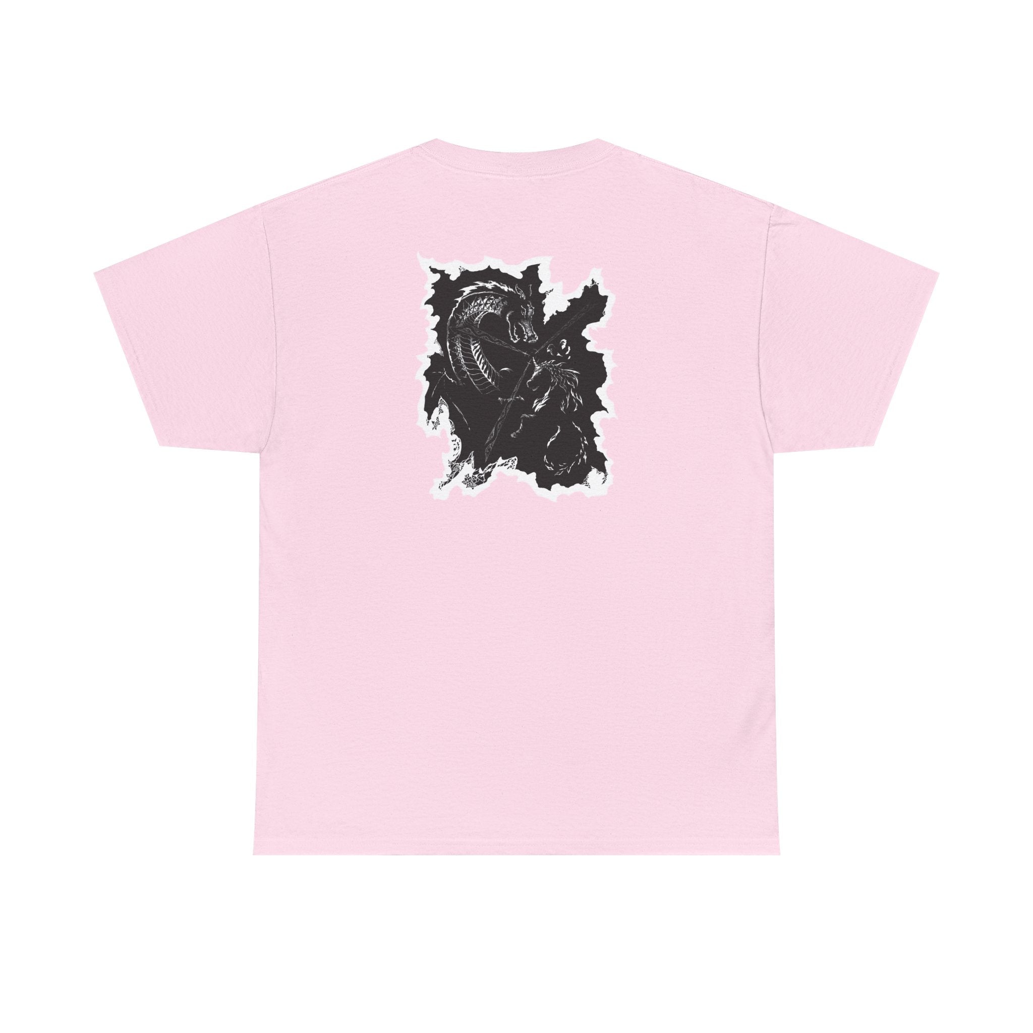 Dragon & Unicorn Graphic Tee — Unicorn's Light Upon A Dragon Graphic Print on Back