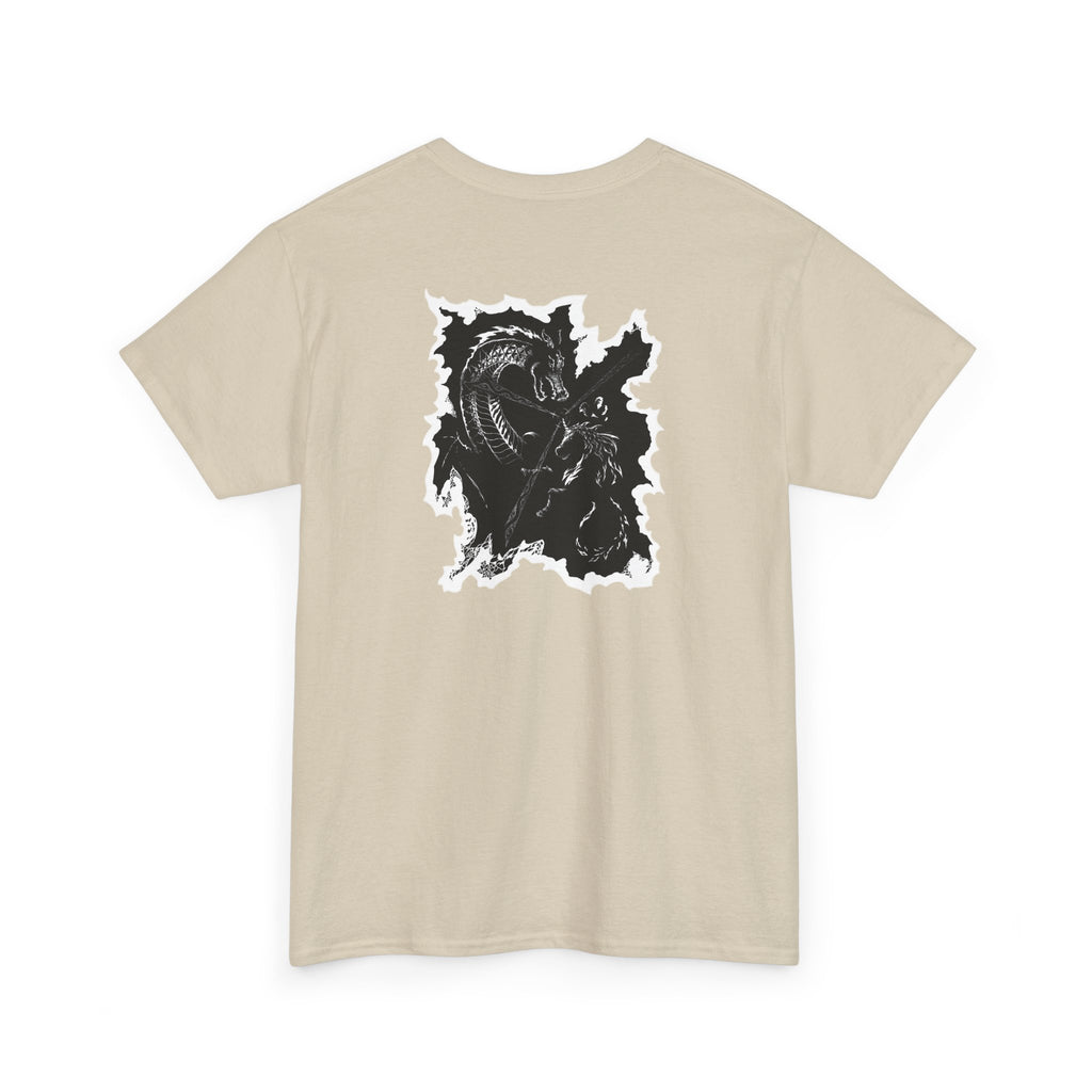Dragon & Unicorn Graphic Tee — Unicorn's Light Upon A Dragon Graphic Print on Back