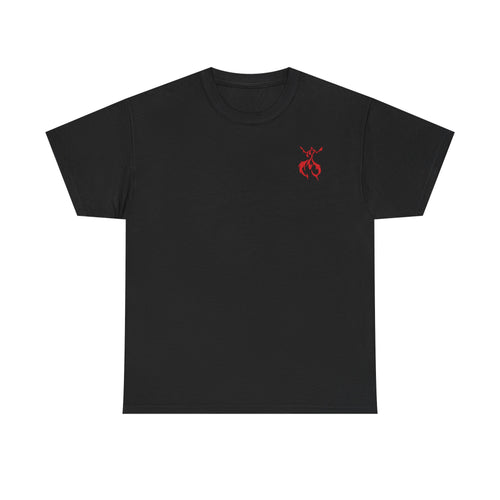 Axolotl Love Tee — Cute Pink Axolotl Embracing Heart w/ Blue Mist Background Graphic T-Shirt