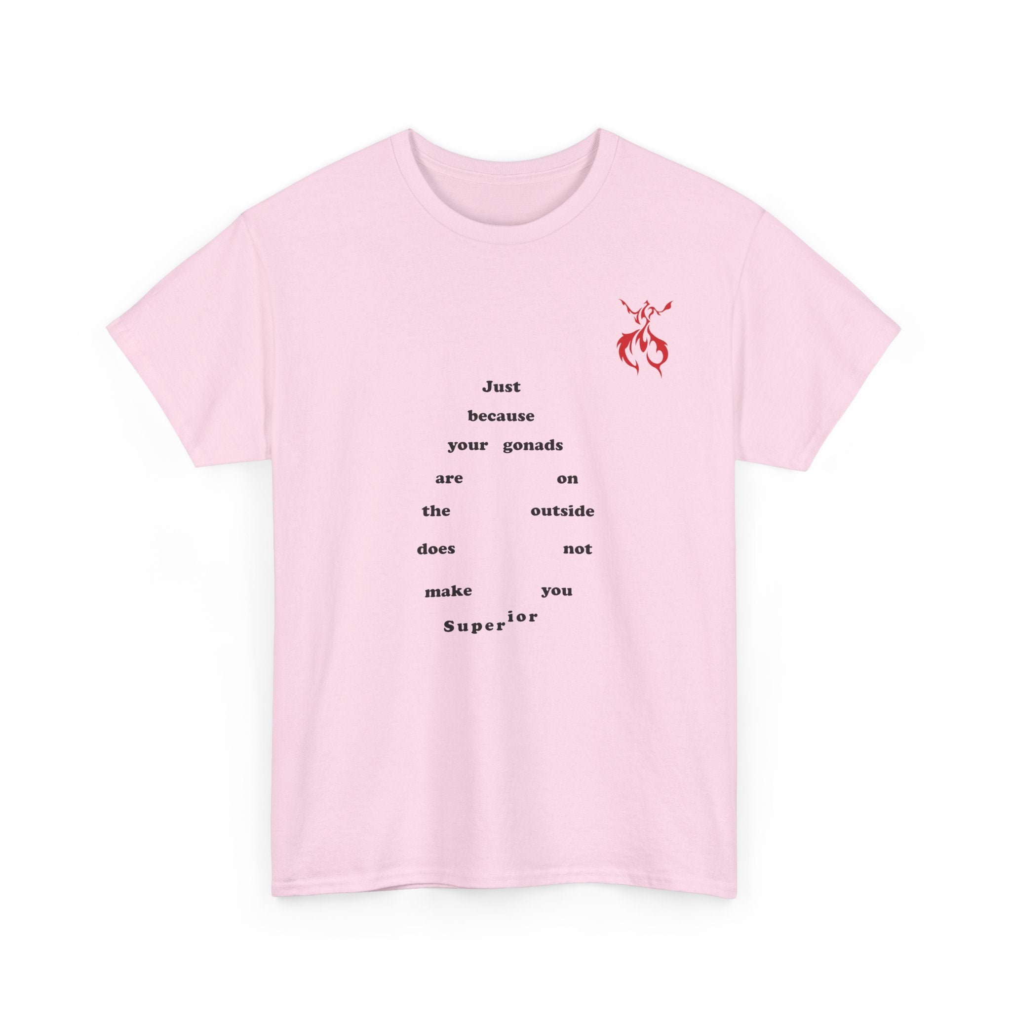Provocative Statement Tee — "Just Because Your Gonads Are On The Outside..." Design on the Front