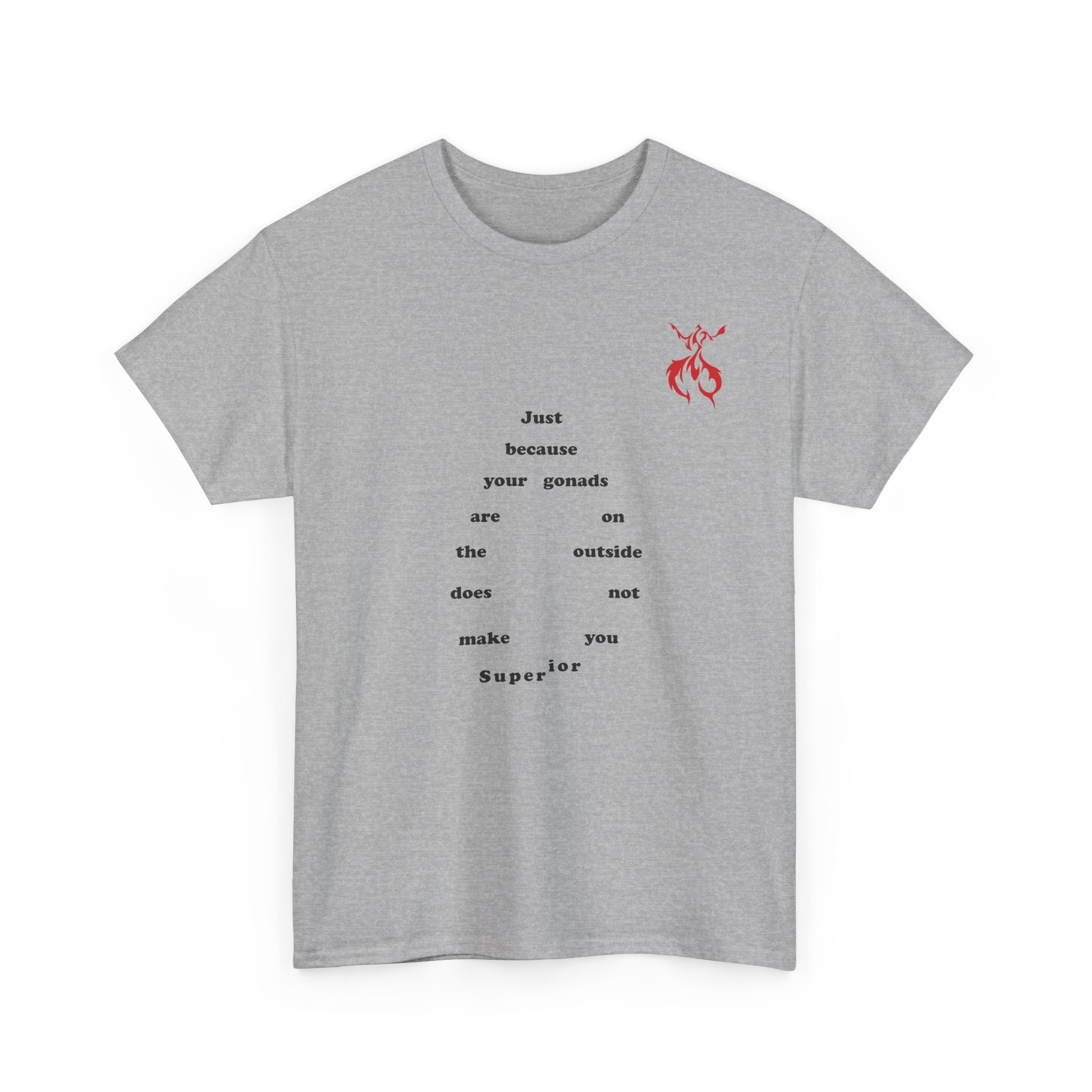 Provocative Statement Tee — "Just Because Your Gonads Are On The Outside..." Design on the Front