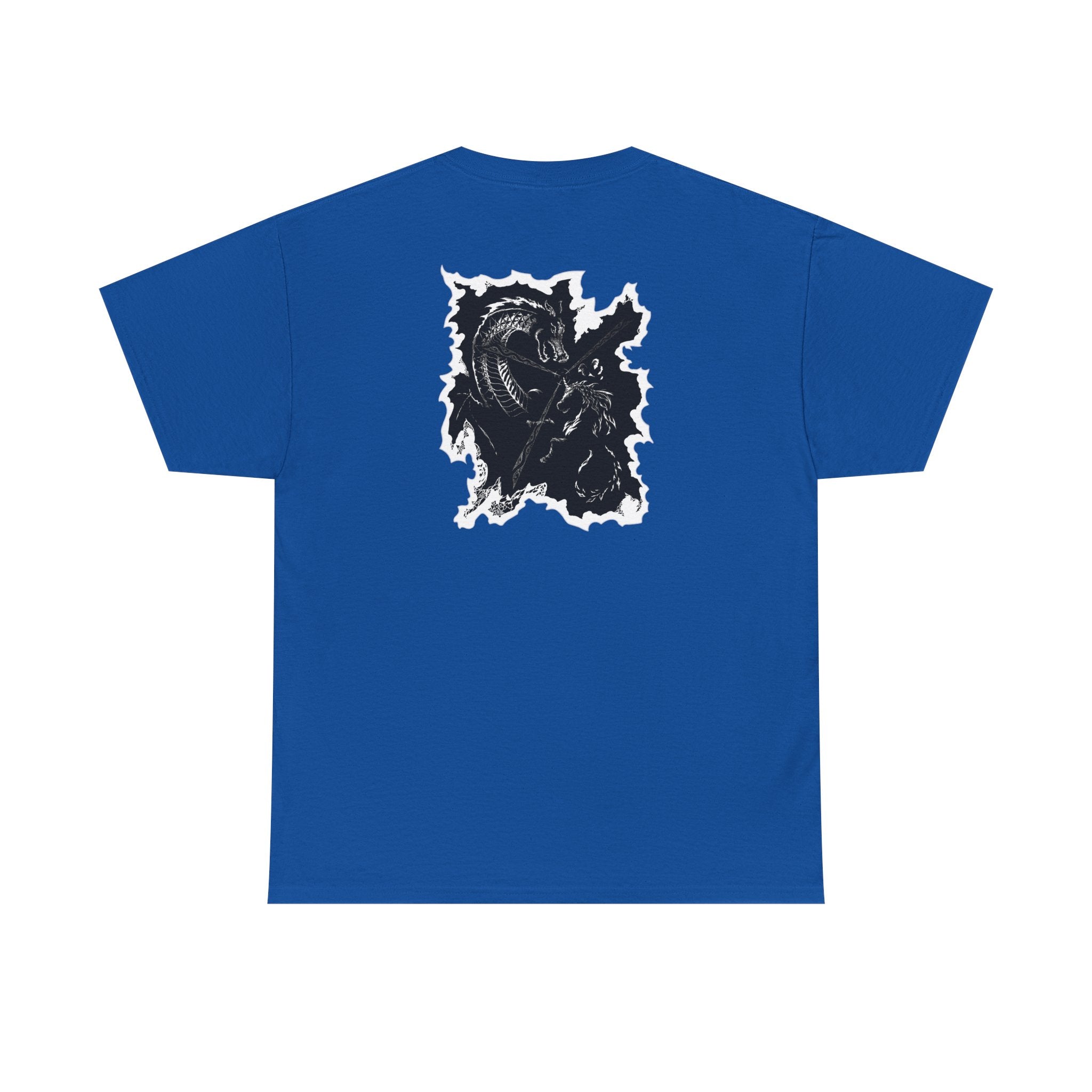 Dragon & Unicorn Graphic Tee — Unicorn's Light Upon A Dragon Graphic Print on Back