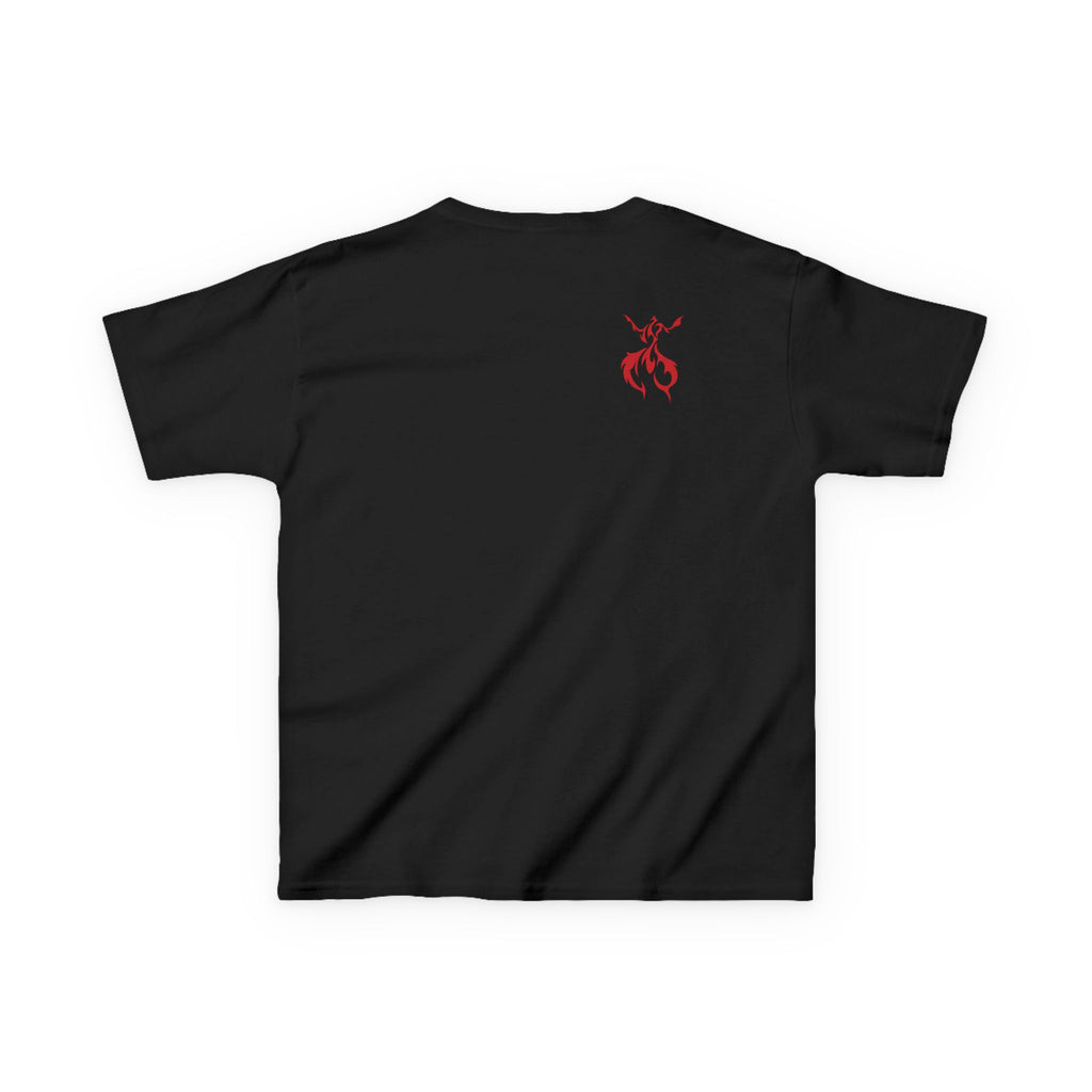 Kids Axolotl Love Tee — Cute Pink Axolotl Embracing Heart w/ Purple Mist Background Graphic T-Shirt - Design On Front