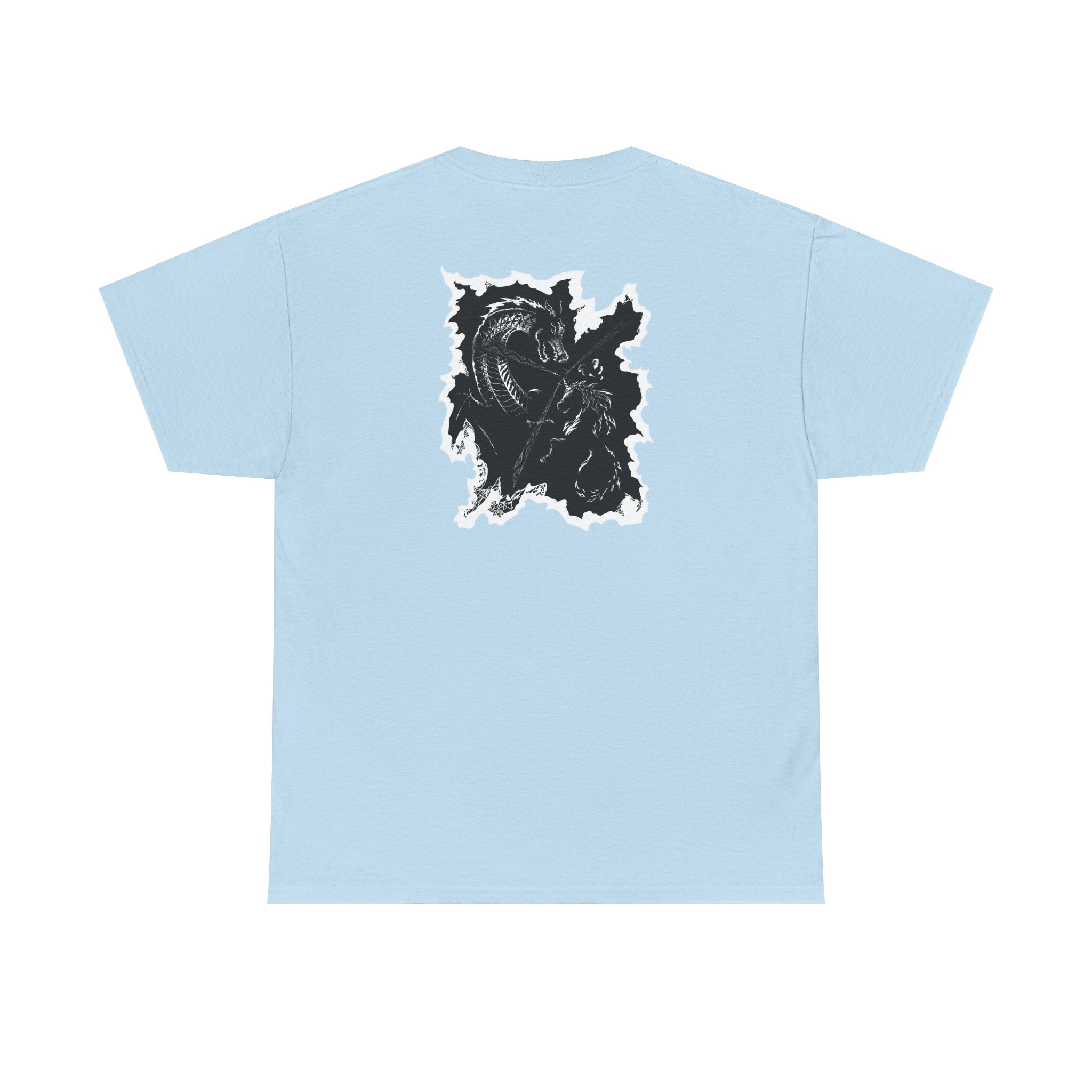 Dragon & Unicorn Graphic Tee — Unicorn's Light Upon A Dragon Graphic Print on Back