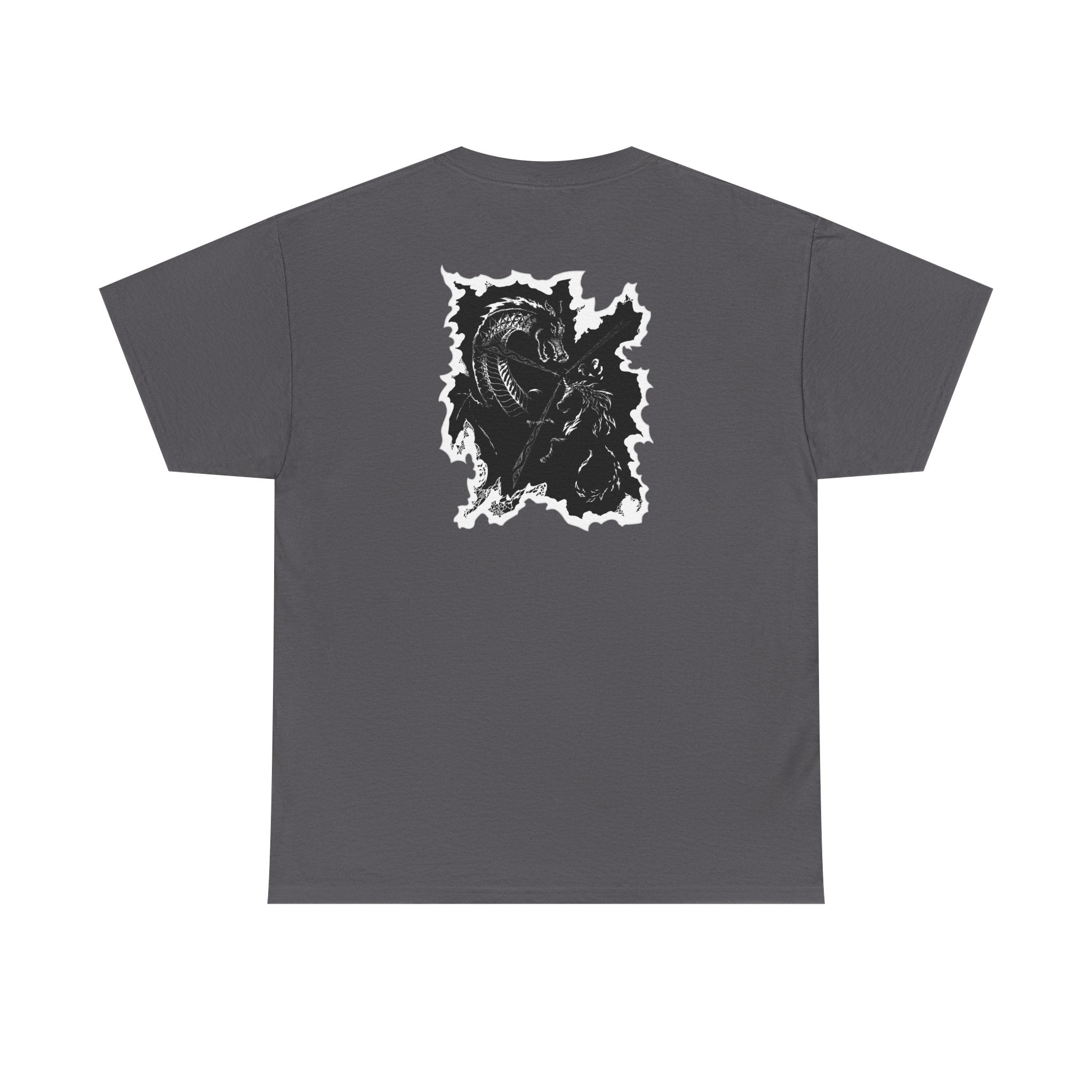 Dragon & Unicorn Graphic Tee — Unicorn's Light Upon A Dragon Graphic Print on Back