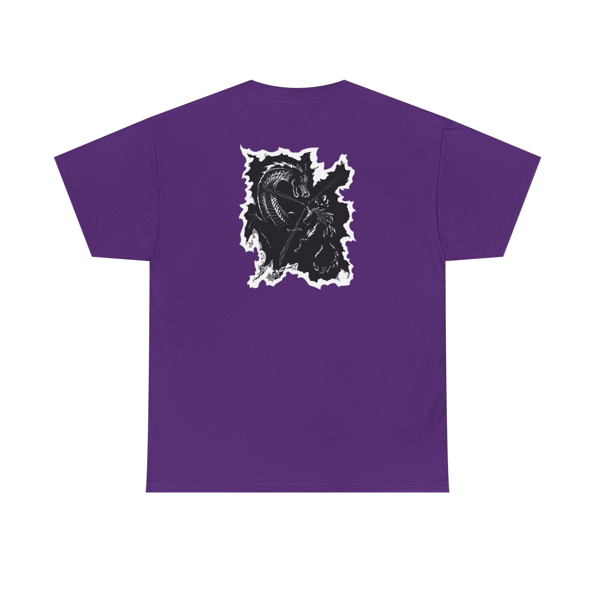 Dragon & Unicorn Graphic Tee — Unicorn's Light Upon A Dragon Graphic Print on Back