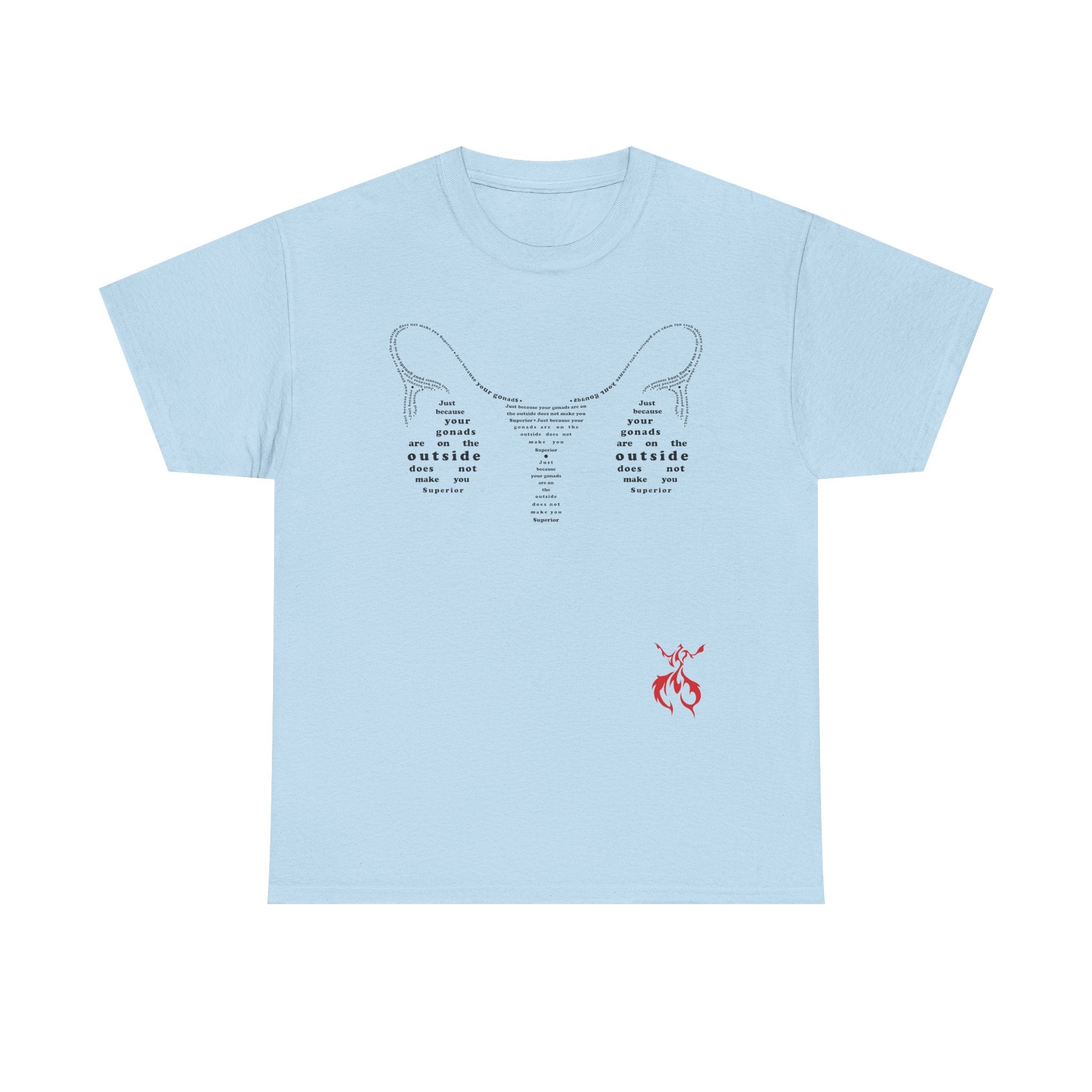 Provocative Statement Tee — "Just Because Your Gonads Are On The Outside..." Ovaries All Text Design on the Front
