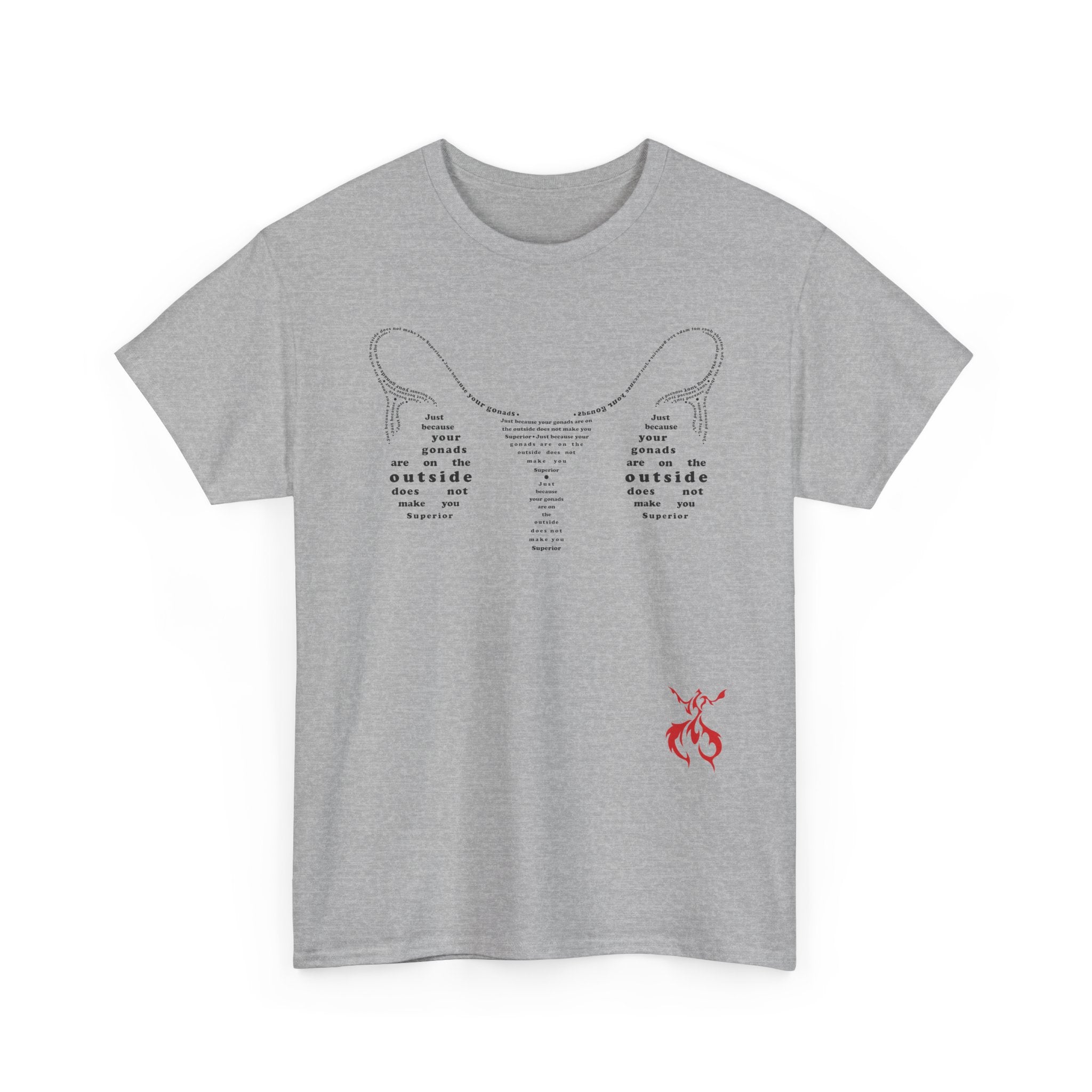 Provocative Statement Tee — "Just Because Your Gonads Are On The Outside..." Ovaries All Text Design on the Front