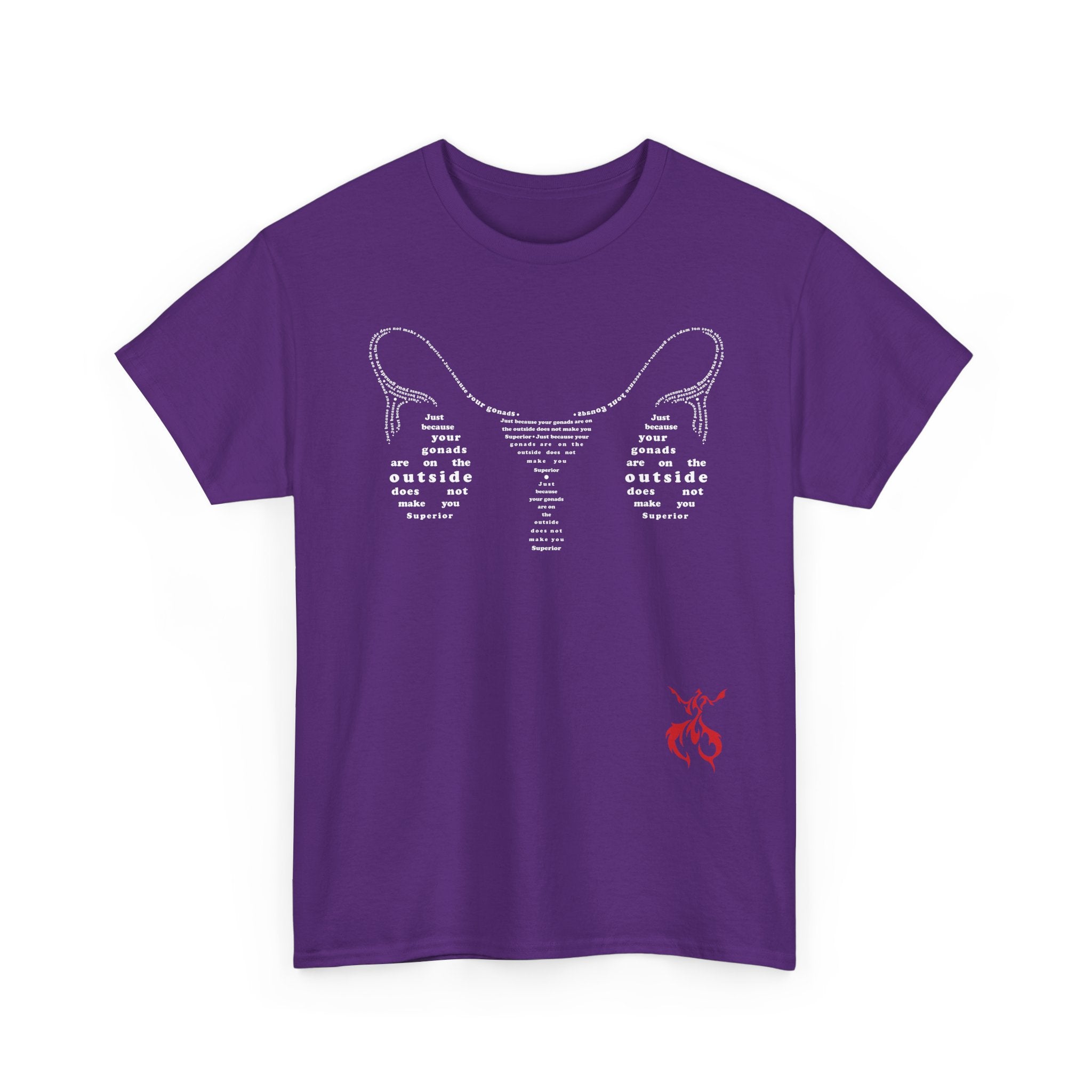 Provocative Statement Tee — "Just Because Your Gonads Are On The Outside..." Ovaries All Text Design on the Front