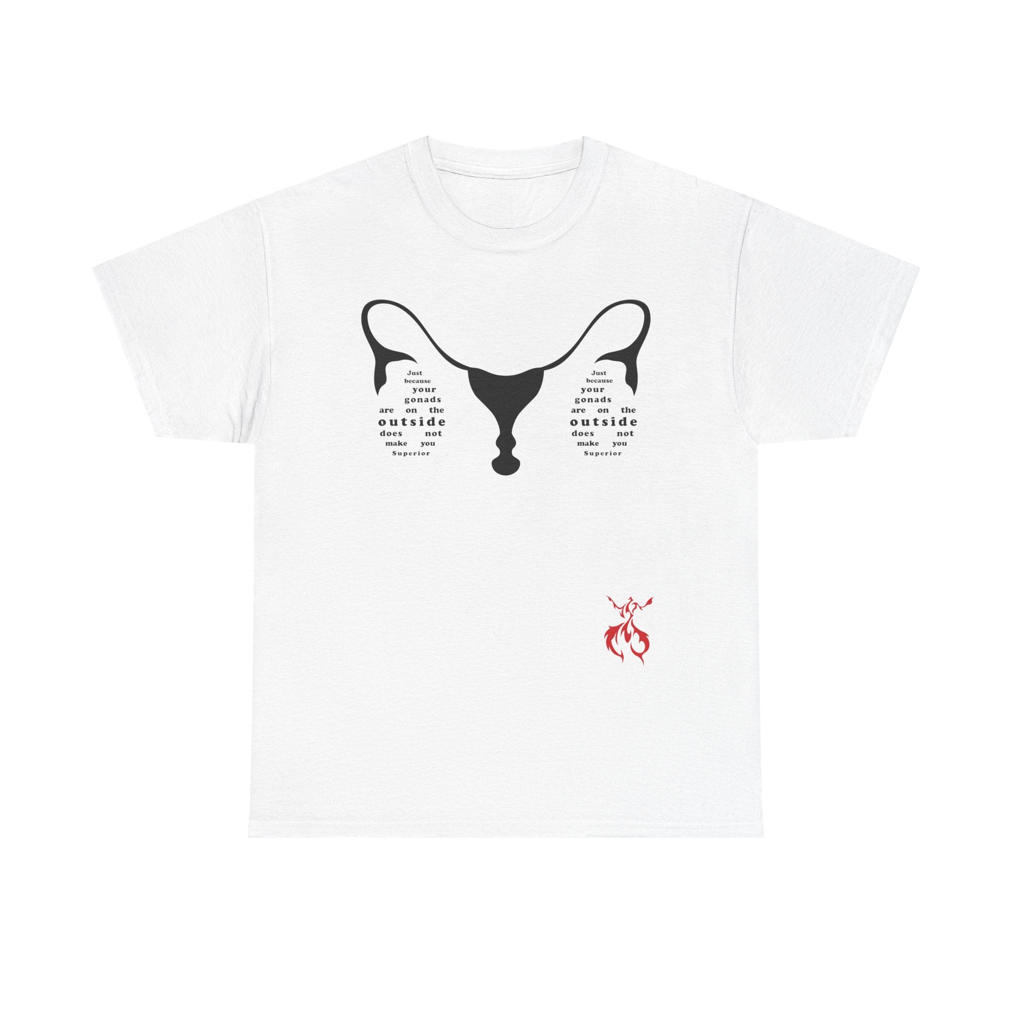 Provocative Statement Tee — "Just Because Your Gonads Are On The Outside..." Ovaries Design on the Front