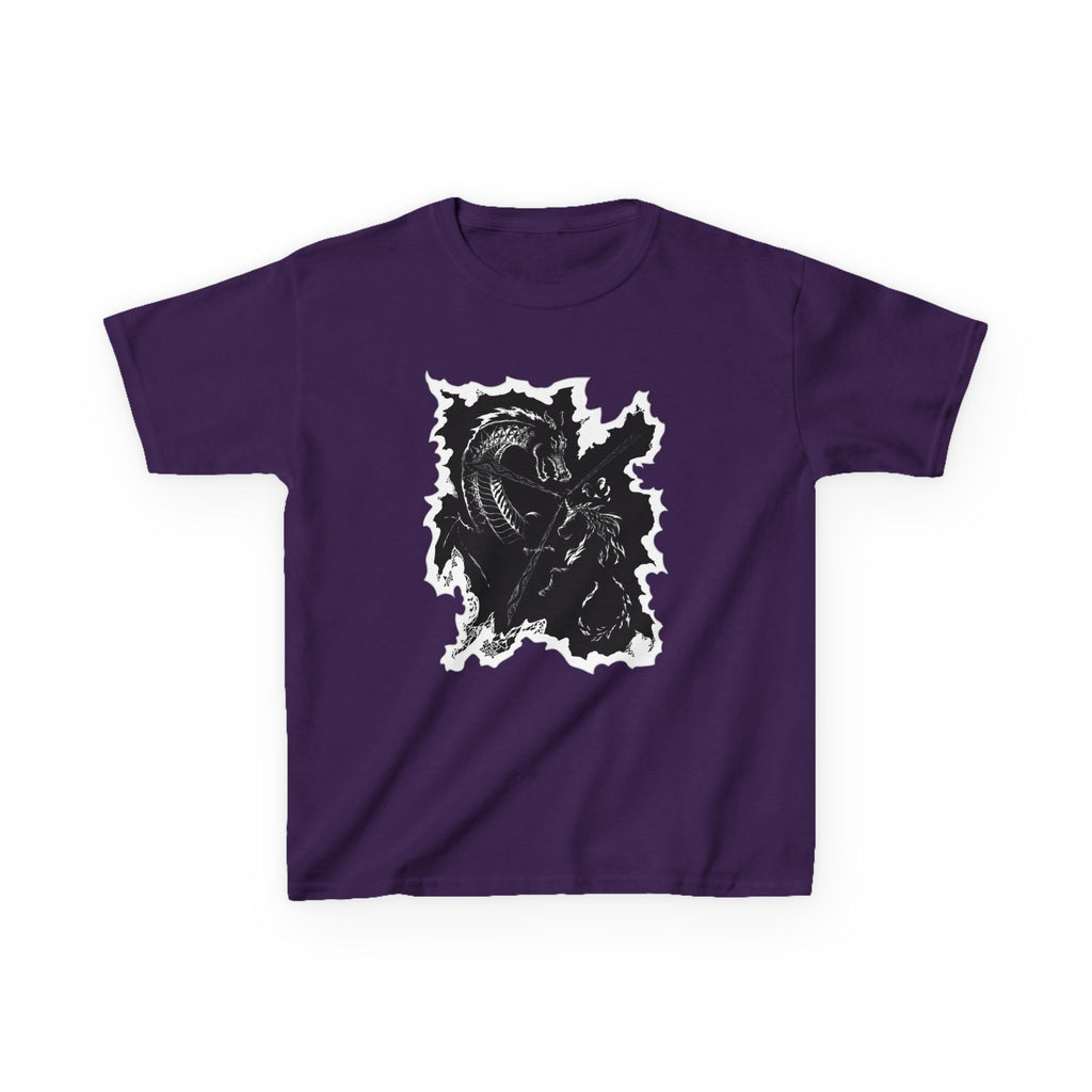 Kids Dragon & Unicorn T-Shirt — Unicorn's Light Upon A Dragon Graphic Print on Front